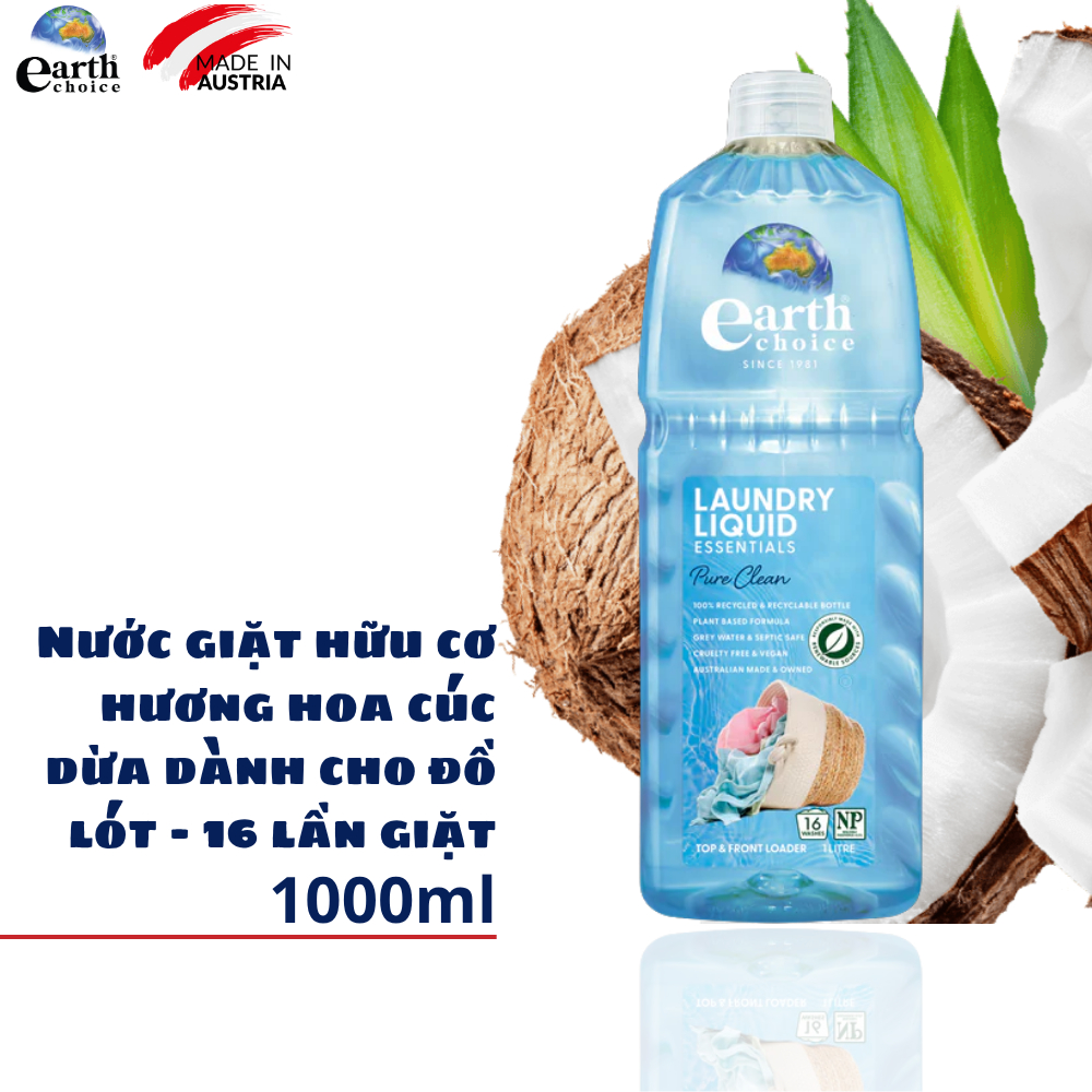 Nước giặt hữu cơ Earth Choice 1 lít hương hoa cúc - Nhập khẩu Úc