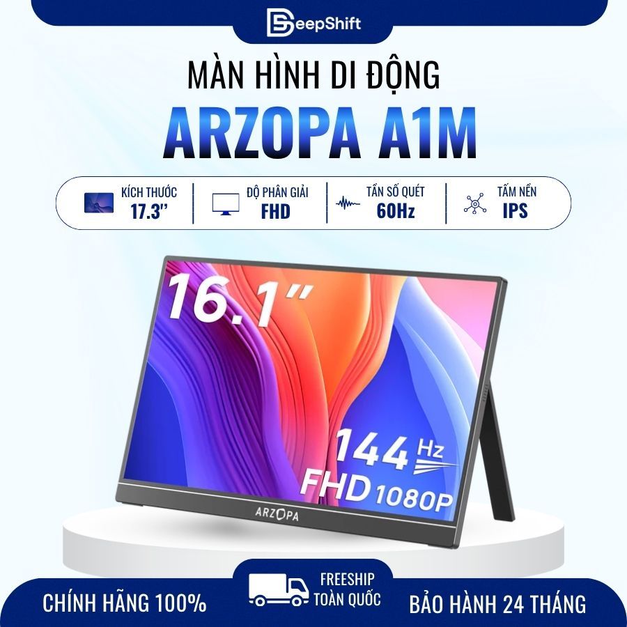 MÀN HÌNH DI ĐỘNG ARZOPA A1M 17.3" – FHD IPS, CHÂN ĐẾ KIM LOẠI, LOA KÉP