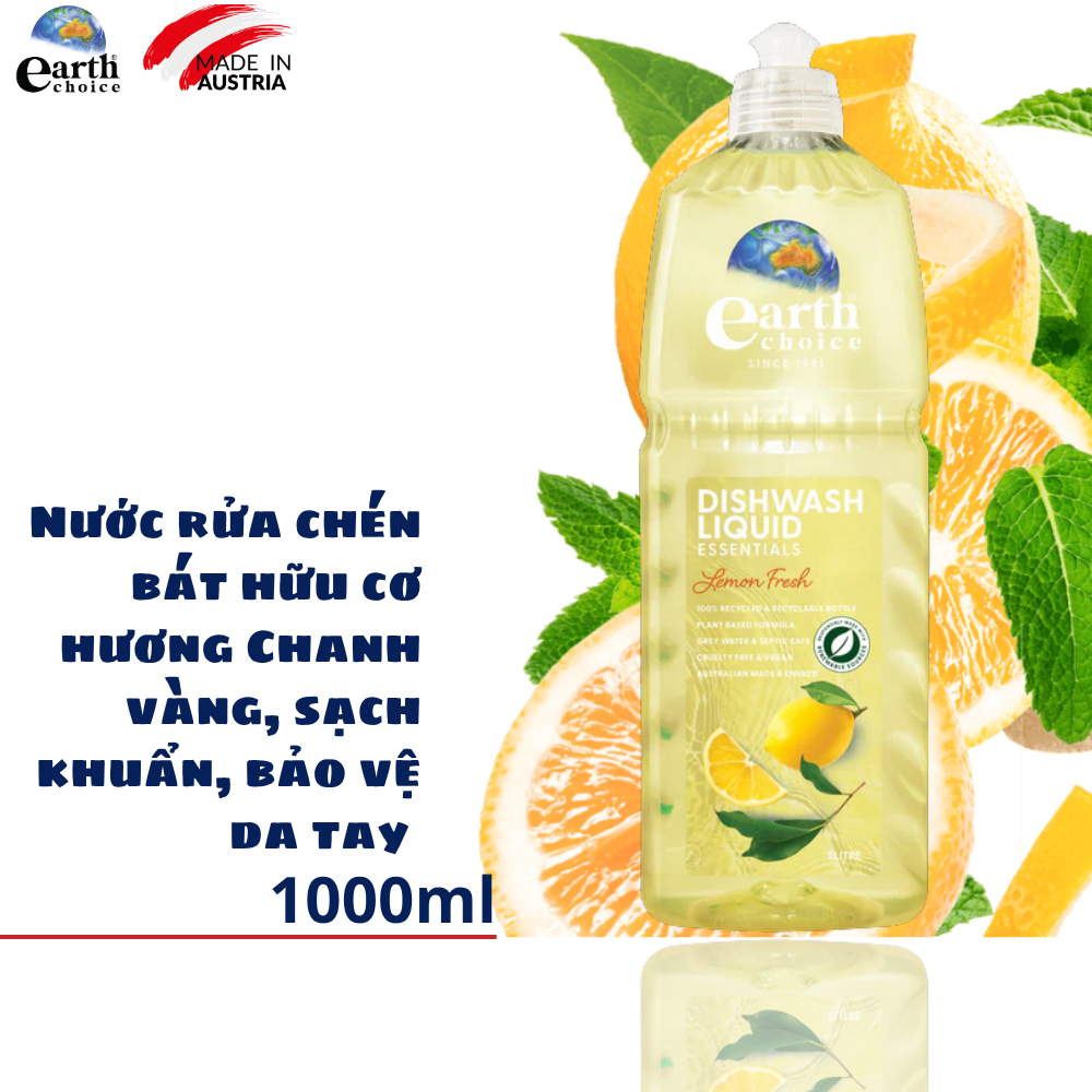Nước rửa chén bát hữu cơ Earth Choice hương nha đam 1 lít - NK Úc
