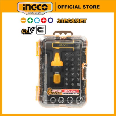 Bộ 31 chi tiết tua vít đa năng tay cầm chữ T INGCO HKSDB0318 thép Cr-V có nam châm