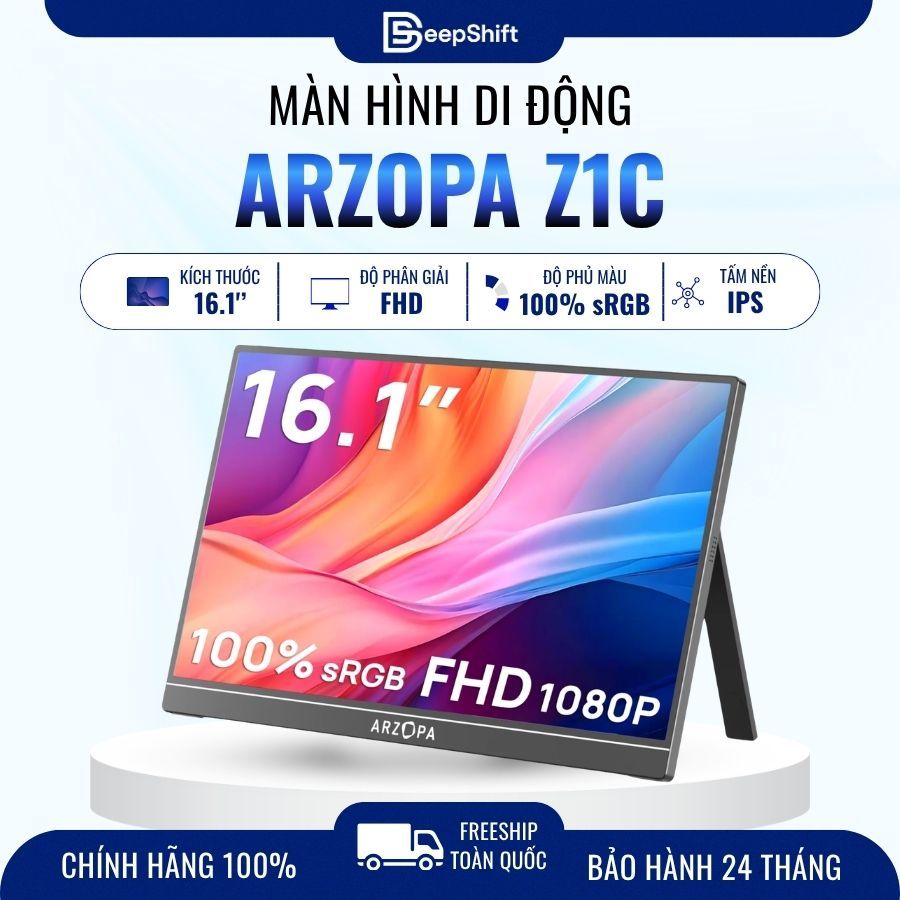 Arzopa Z1C - Màn hình di động chân đế 100% sRGB 16.1 ", FHD 1080P với màn hình USB C HDMI Màn hình mở rộng
