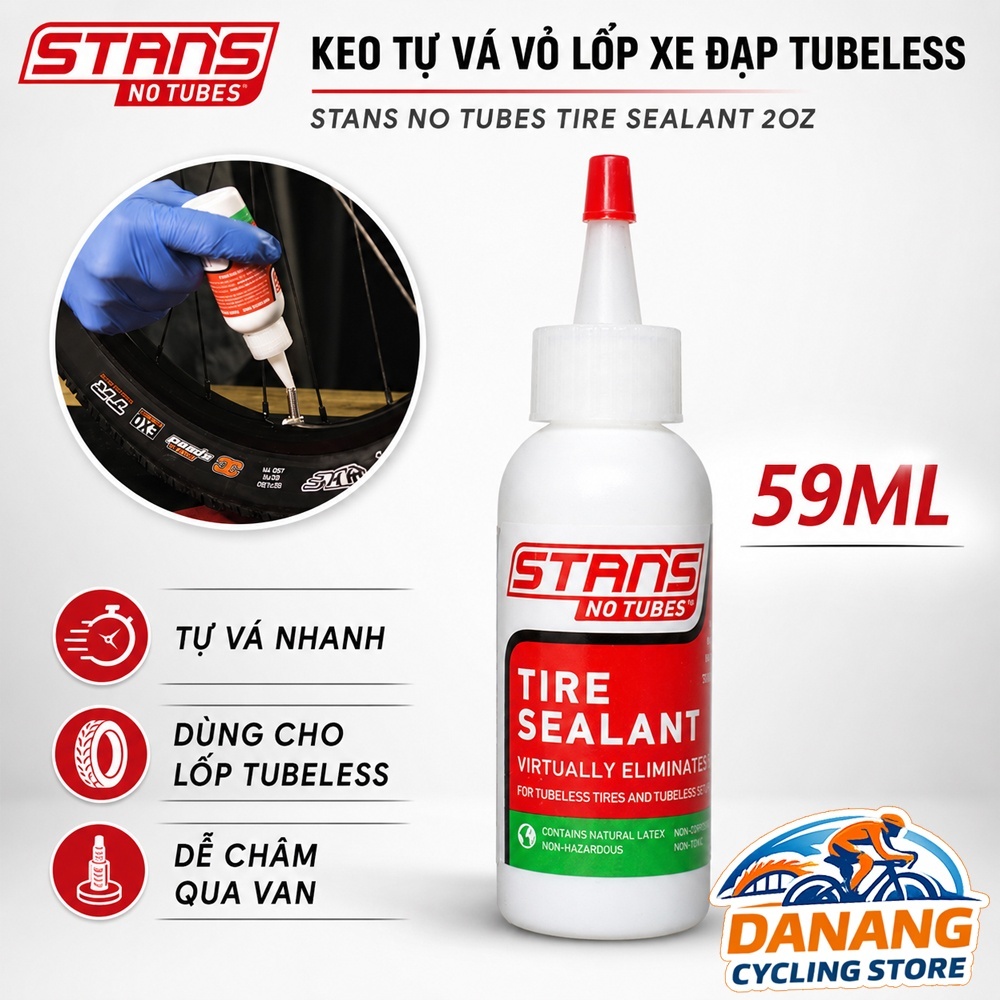 Keo Tự Vá Lốp Xe Đạp Tubeless STANS NO TUBES Tire Sealant 59ml – Chống Xì Lốp Không Ruột