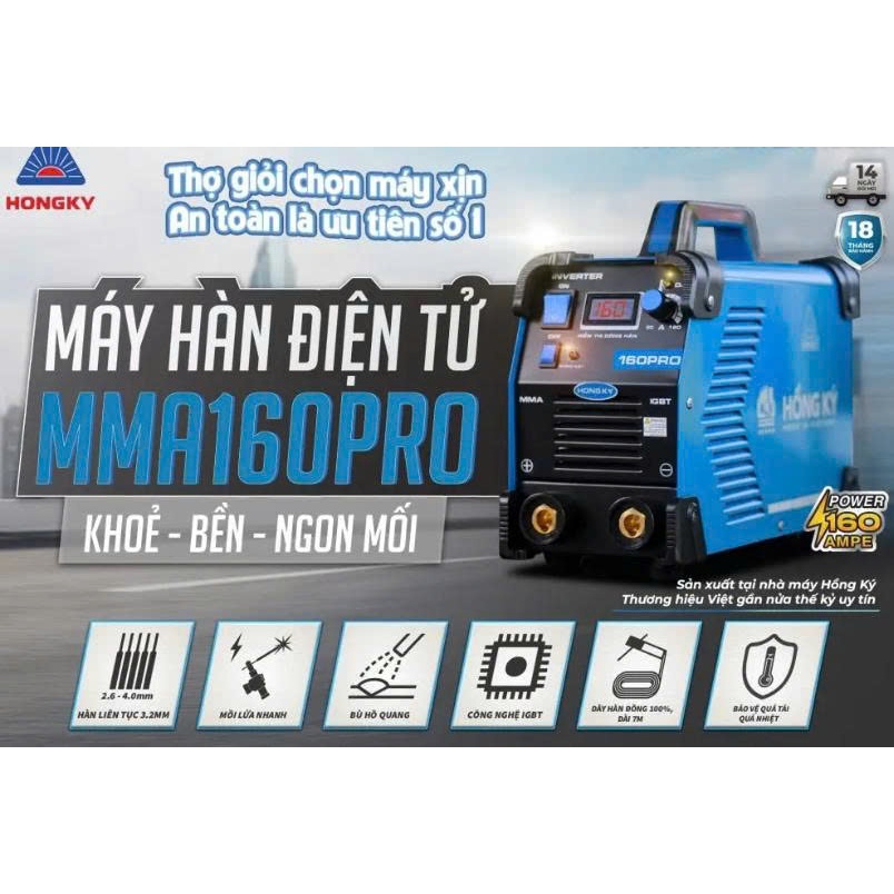 Máy hàn MMA 160PRO HỒNG KÝ - BH 18 THÁNG