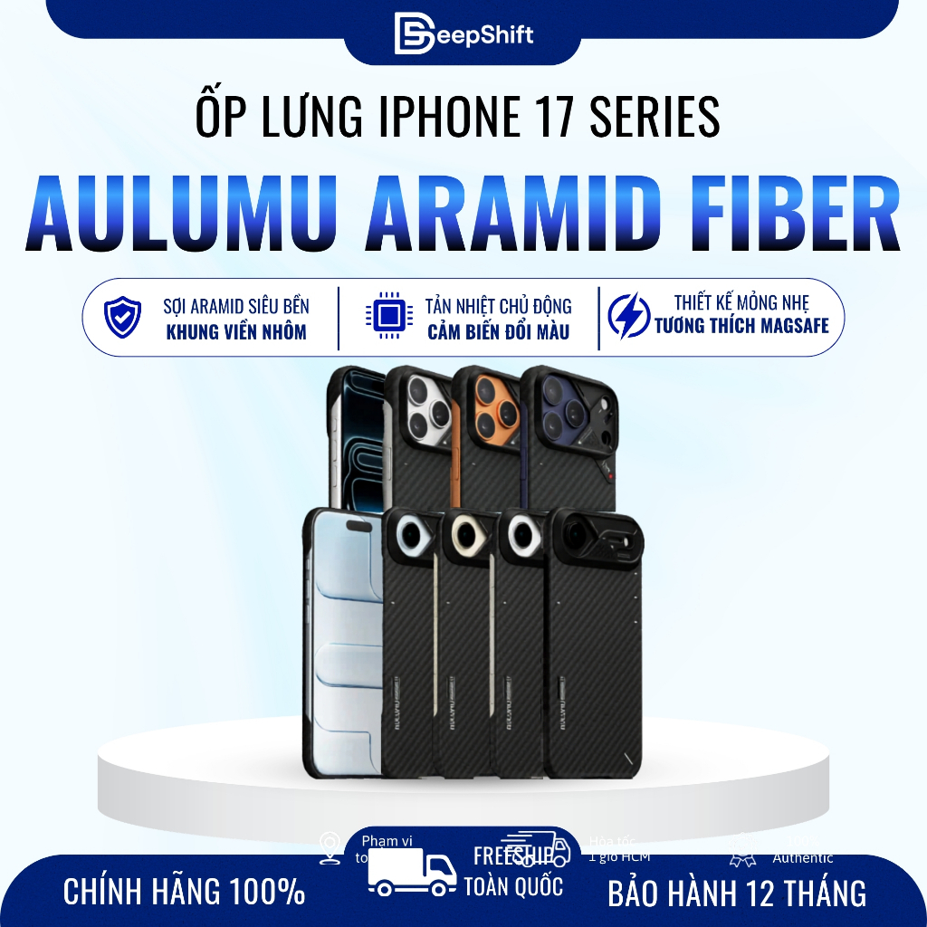 Ốp Lưng Aulumu A17 Aramid Fiber | Siêu Mỏng Nhẹ | Chống Xước | 17 Air / 17 Pro / 17 Pro Max