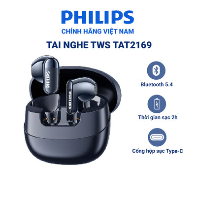 Tai nghe bluetooth Philips TAT2169 màng loa 13mm, kết nối 10m, bluetooth 5.4, giảm ồn AI