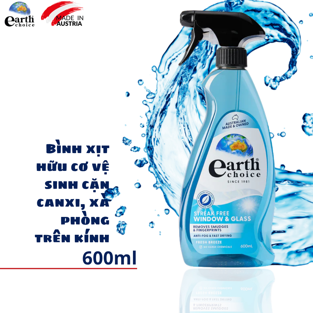 Bình xịt vệ sinh kính hữu cơ Earth Choice 600ml - Úc