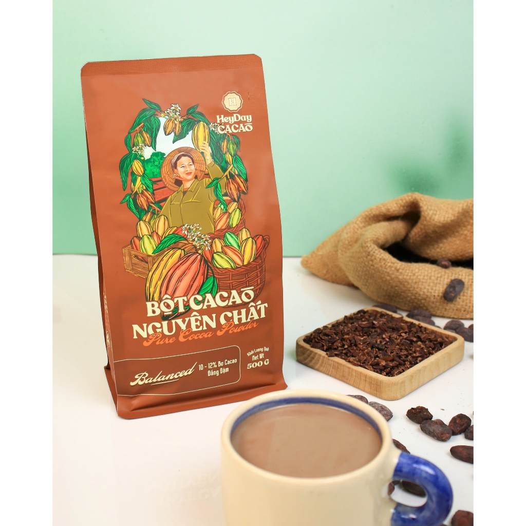 Bột Cacao Nguyên chất HEYDAY Balanced 500g bao bì mới