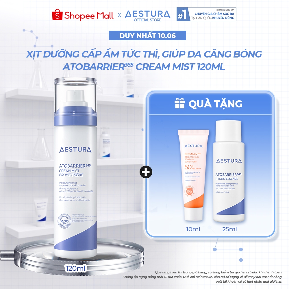 Xịt Dưỡng Ẩm Ceramide AESTURA ATOBARRIER365 Cream Mist 120ml