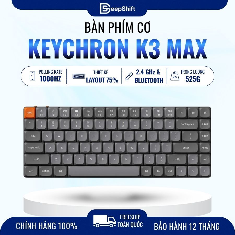 Bàn phím cơ Keychron K3 Max QMK/VIA Ultra-slim (Gateron 2.0 Switch | Low Profile)