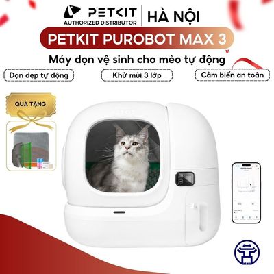 Nhà Vệ Sinh Cho Mèo, Máy vệ Sinh Cho Mèo Tự Động PETKIT PUROBOT MAX 3 Dọn Dẹp Tự Động, An Toàn