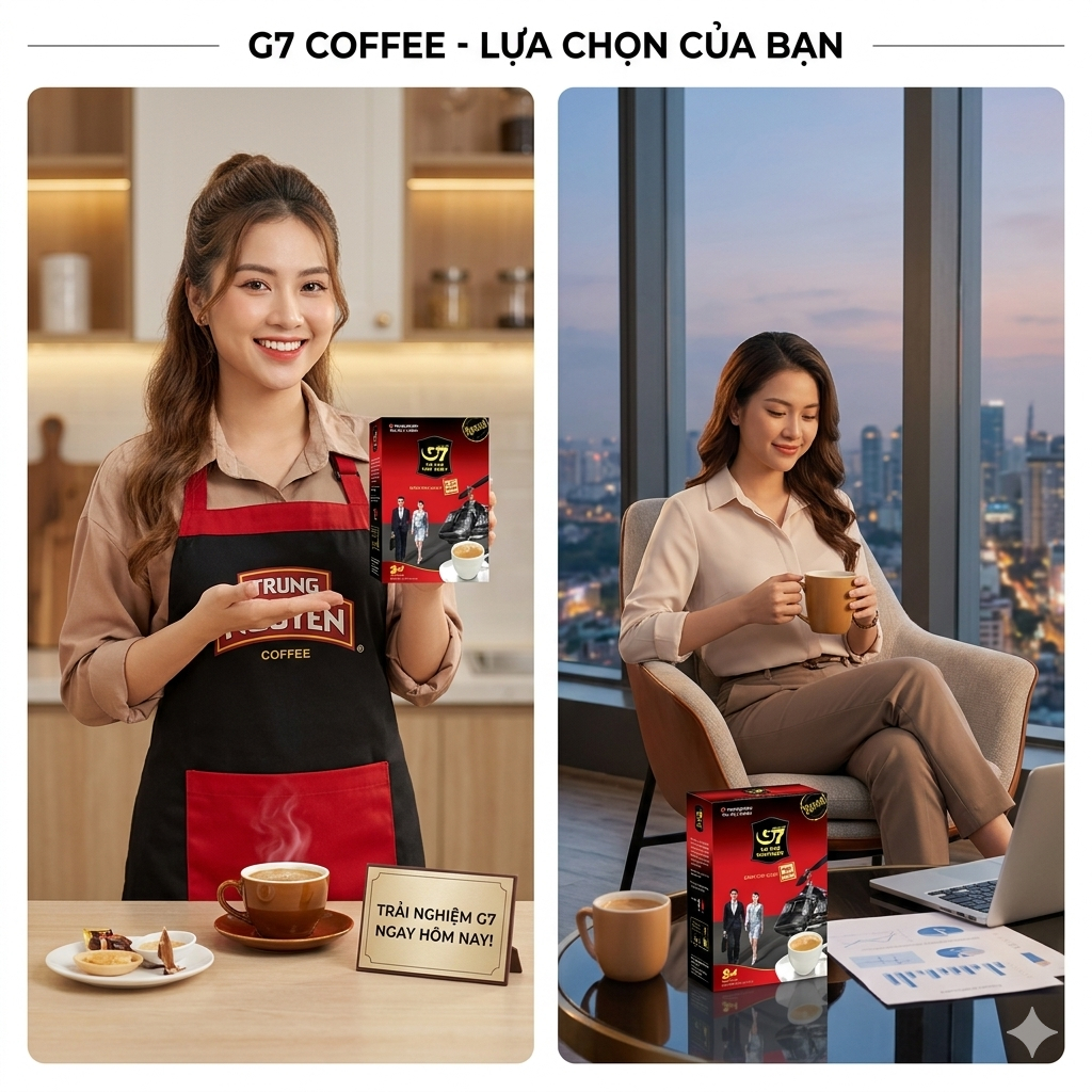 Cafe Sữa Hoà Tan G7 3in1 Hộp 18 Gói X 16g Dài - Trung Nguyên (AD)