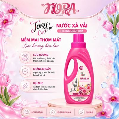Nước Xả Vải Tony Care Plus Chai 800ml Hương Ngàn Hoa - Mềm Vải, Lưu Hương Thơm Lâu, Giặt Tay Và Máy