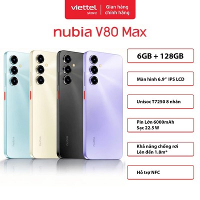 [Mới] Điện thoại Nubia V80 Max 6GB + 128GB Chính hãngI Pin 6000mAh I Màn hình 6.9"120Hz I NFC I IP64