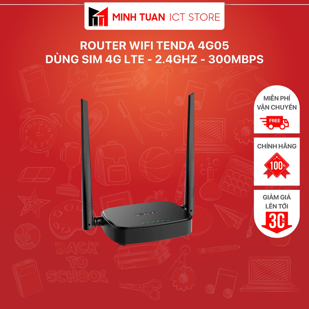 Router Wifi Tenda 4G05 Dùng SIM 4G LTE - 2.4GHz - 300Mbps