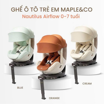 Ghế ô tô cho bé từ 0-7 tuổi Maple&co Nautilus AirFlow - Xoay 360 độ