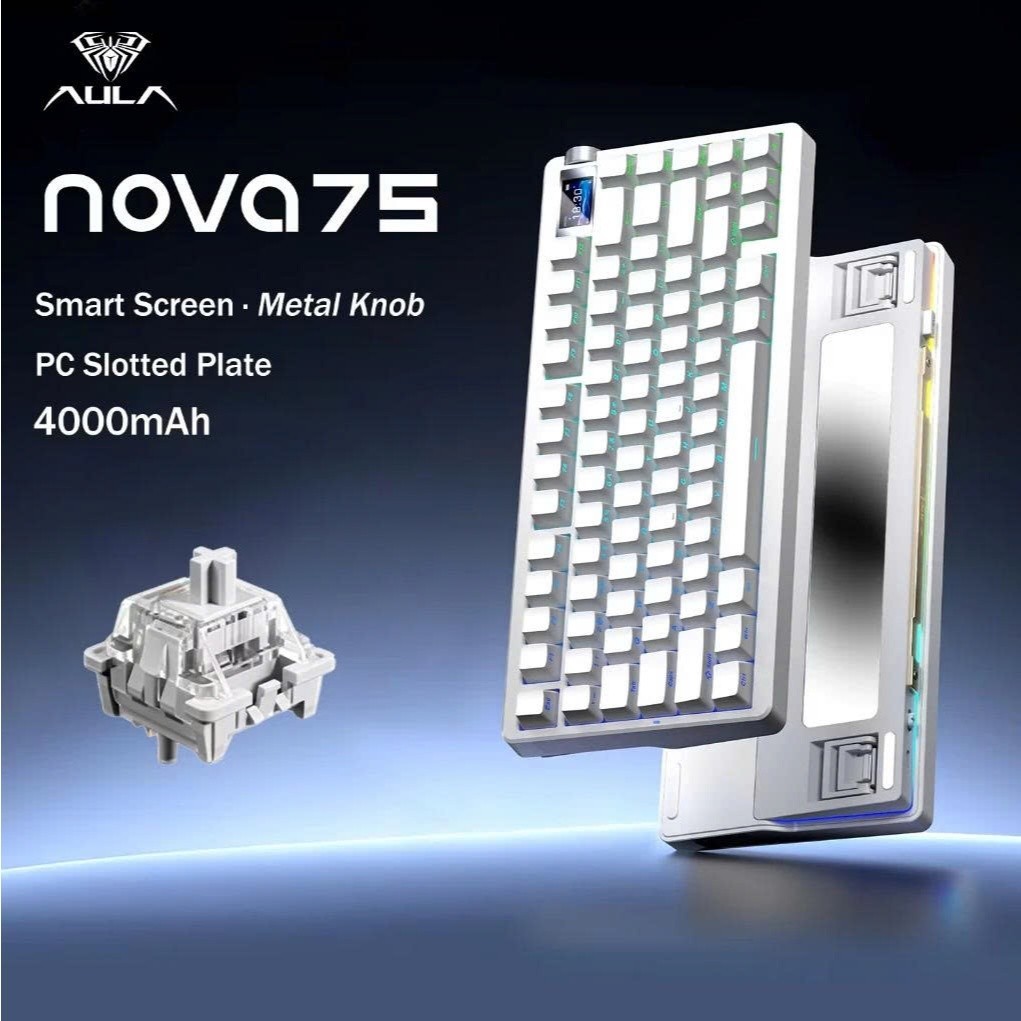 [BH 12H] Bàn phím cơ AULA NOVA75 PRO Kết Nối Không Dây - Có Màn LCD chỉnh gif - Pin 8000mAh dùng chơi game, văn phòng | BigBuy360 - bigbuy360.vn