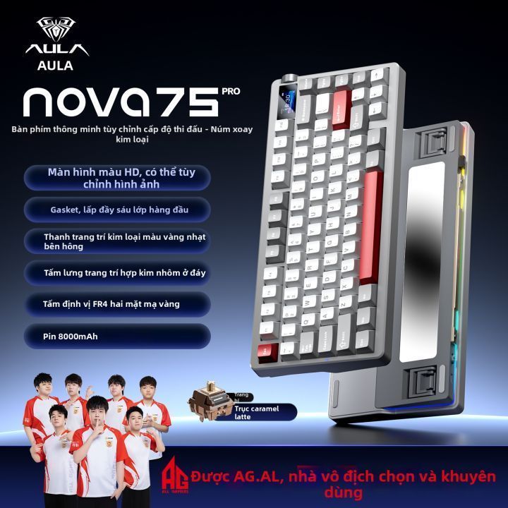 [BH 12H] Bàn phím cơ AULA NOVA75 PRO Kết Nối Không Dây - Có Màn LCD chỉnh gif - Pin 8000mAh dùng chơi game, văn phòng | BigBuy360 - bigbuy360.vn