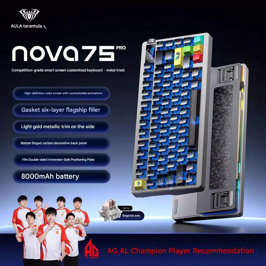 [BH 12H] Bàn phím cơ AULA NOVA75 PRO Kết Nối Không Dây - Có Màn LCD chỉnh gif - Pin 8000mAh dùng chơi game, văn phòng | BigBuy360 - bigbuy360.vn