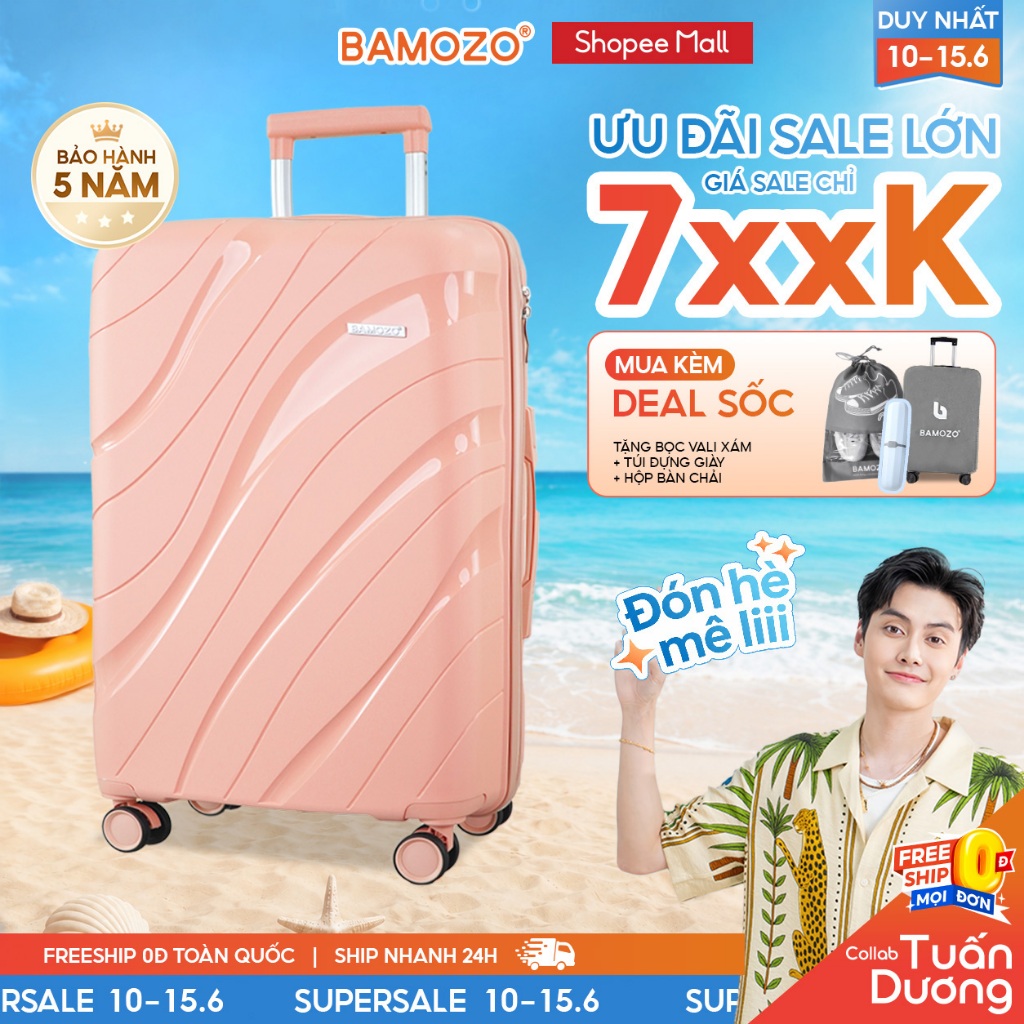 Vali Du Lịch B Bamozo Nancy Size 28 Nhựa PP Cao Cấp, Chống Vỡ Tuyệt Đối, Bảo Hành 5 năm_Nancy