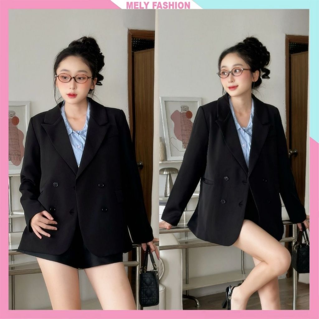 Áo vest nữ blazer Mely Fashion kaki hàn cao cấp form rộng dài tay thiết kế sang trọng Hàn Quốc hai lớp đệm vai ASM44-02 | BigBuy360 - bigbuy360.vn