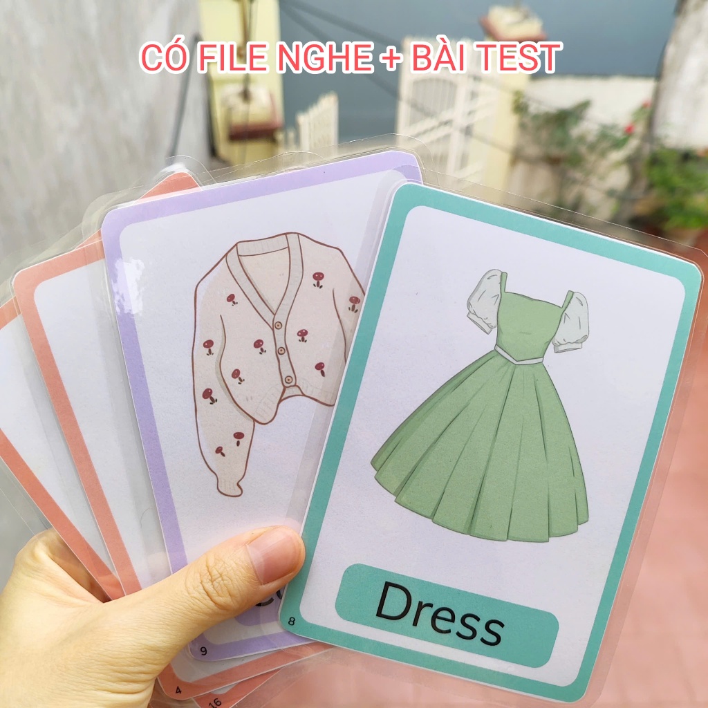 [CÓ FILE NGHE+ BÀI TEST] Bộ Thẻ Học Tiếng Anh Thông Minh - Chủ Đề Quần Áo (Clothes) Cho Bé EN025