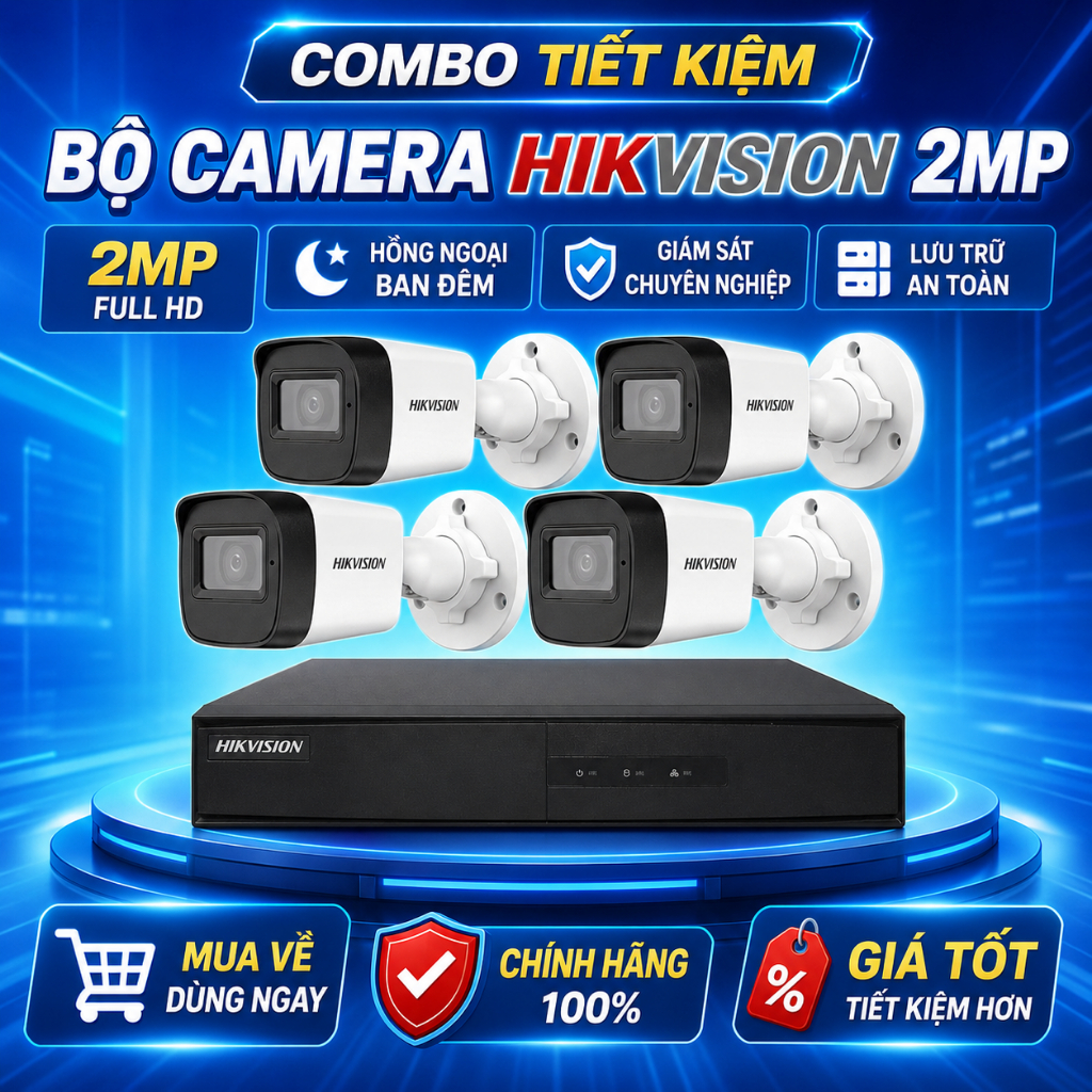 Trọn Bộ Camera 4 Mắt Hikvision 2.0MP Full HD