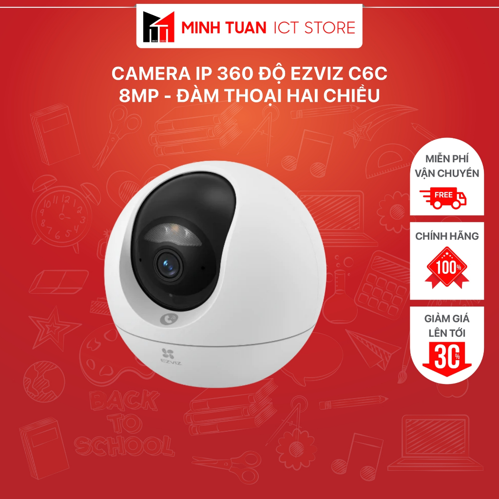 Camera IP 360 Độ EZVIZ C6C - 8MP - Đàm Thoại Hai Chiều