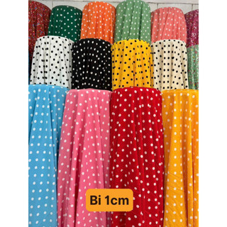 VẢI LỤA CHẤM BI 1CM CAO CẤP | MỀM RŨ | MÁT MẶC | KHÔNG CẦN LÓT | MAY ĐẦM –ÁO KIỂU – ĐỒ BỘ THỜI TRANG