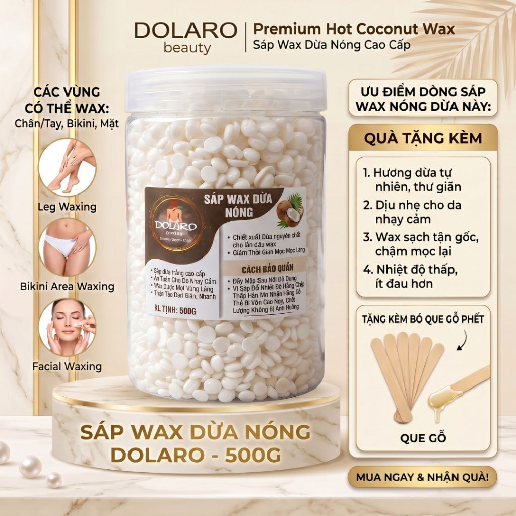 [ CHE TÊN] 500G Sáp Wax Lông ROLADO Waxing Giúp Làm Sạch Lông Nách , Tay , Chân , Bi