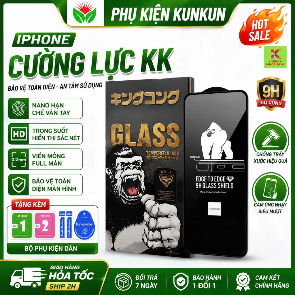 Kính Cường Lực Iphone 11 12 Promax 13 14Promax 15 Plus 16 17 18 Pro max - Full Keo 9H -Trong Suốt HD - Full Màn - KK3D