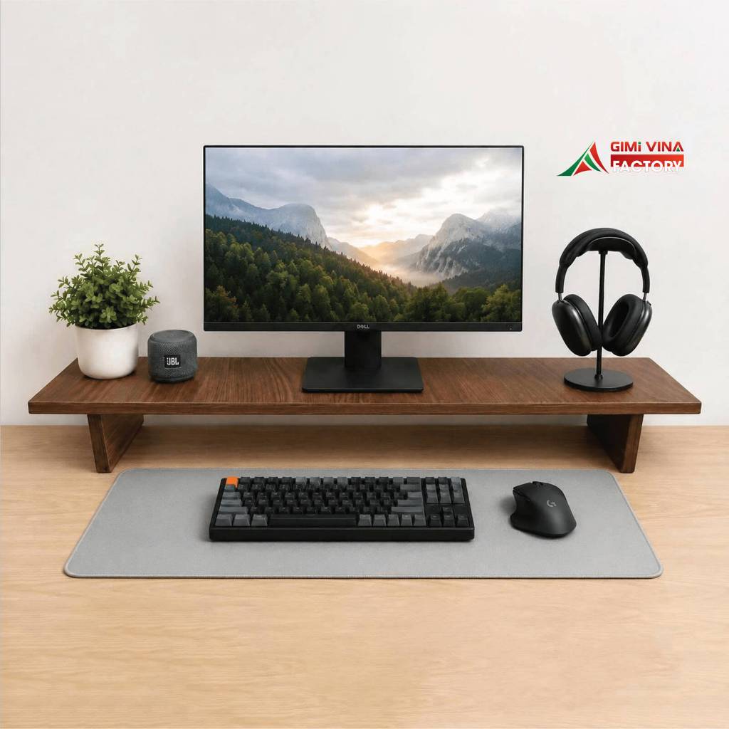 Kệ màn hình máy tính gỗ MDF GIMIVINA DCR005 - Kệ để Laptop tối ưu không gian bàn làm việc
