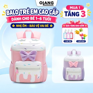Balo cho bé dạng hộp hình nơ cute, balo trẻ em 1-6 tuổi đi học mầm non tiểu học nhẹ êm chống gù 6083