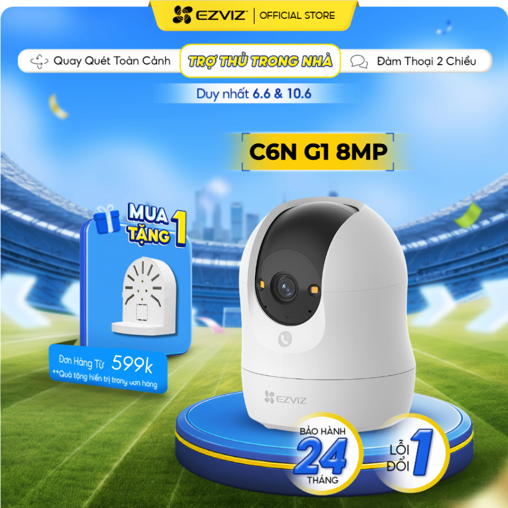 Camera EZVIZ C6N G1 8MP - Góc siêu rộng, Nhận Diện Người và Thú Cưng, True WDR Giảm Chói Sáng, Chạm 