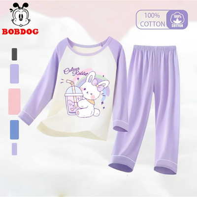 Bộ quần áo thu đông bé gái BOBDOG sét quần áo phối dài tay chất liệu cotton in hình cute dễ thương