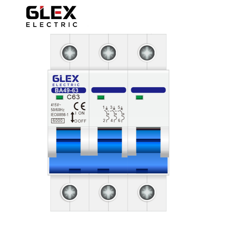 Aptomat MCB 3 Pha 32A, 40A, 63A GILEX ;Dòng Cắt 6KA~10KA; (Hàng chính hãng) át 3p 63a aptomat 3p cb 