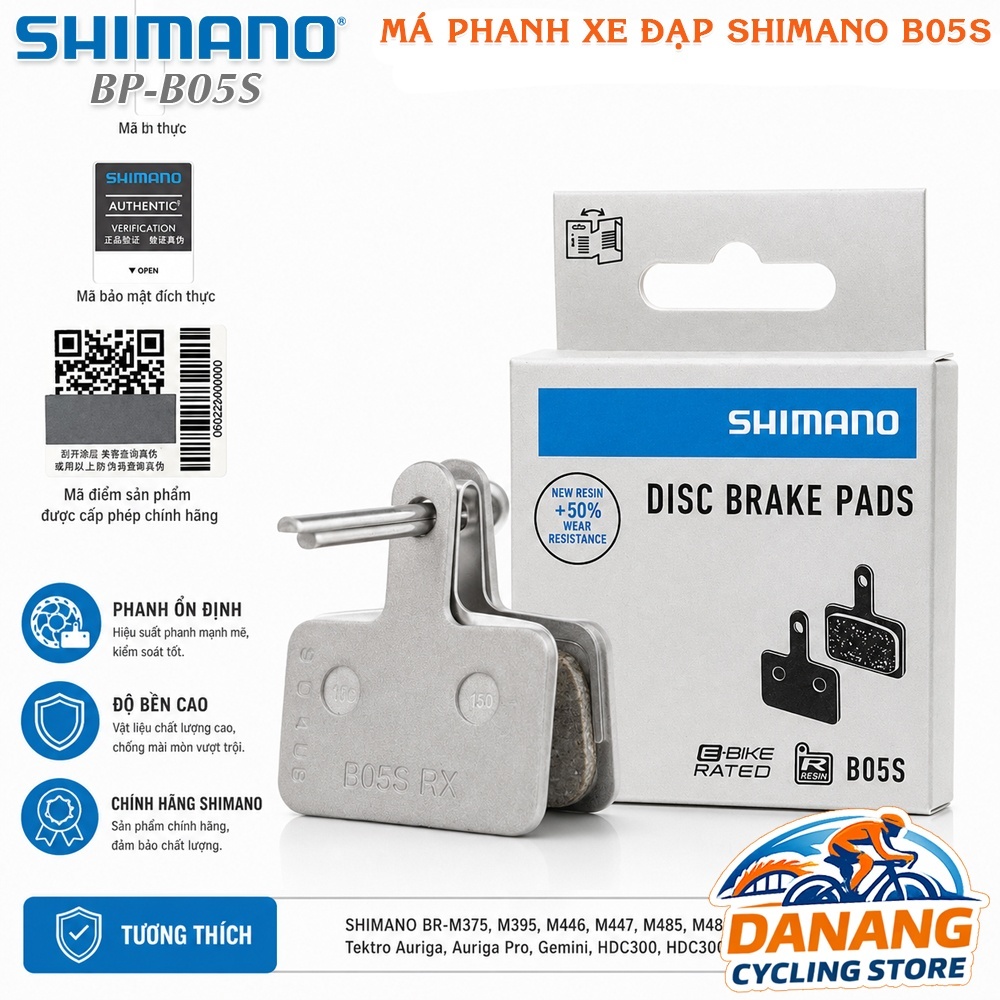 Bố Thắng Đĩa Xe Đạp SHIMANO B05S – Má Phanh Resin Cho MTB, Road, Touring (Có Mã QR Chính Hãng)