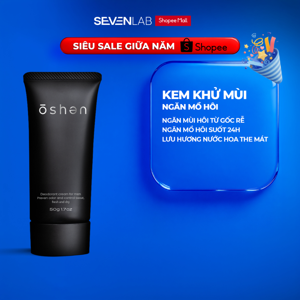 Kem khử mùi hôi nách, hôi chân, cơ thể cho nam giới Oshen Japan kháng khuẩn 50g