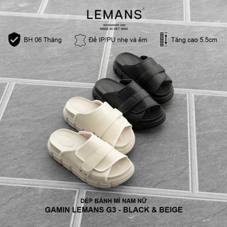 |Nam Nữ| Dép Bánh Mì Tăng Chiều Cao GAMIN LEMANS G3.2 - Black & Beige - BH 06T