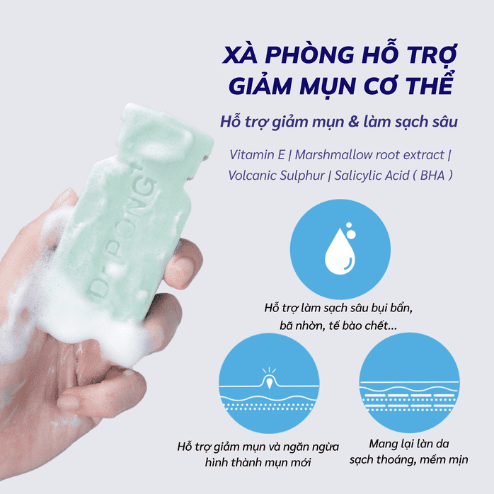 Xà phòng hỗ trợ giảm mụn lưng và giúp da mềm mịn với lưu huỳnh núi lửa Dr. PONG Natural Volcanic Sulphur Soap 70g | BigBuy360 - bigbuy360.vn
