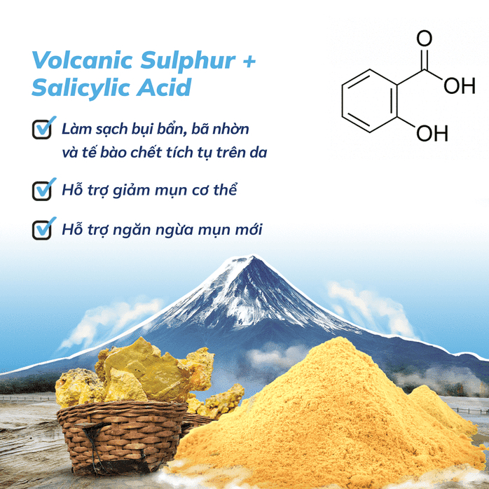 Xà phòng hỗ trợ giảm mụn lưng và giúp da mềm mịn với lưu huỳnh núi lửa Dr. PONG Natural Volcanic Sulphur Soap 70g | BigBuy360 - bigbuy360.vn