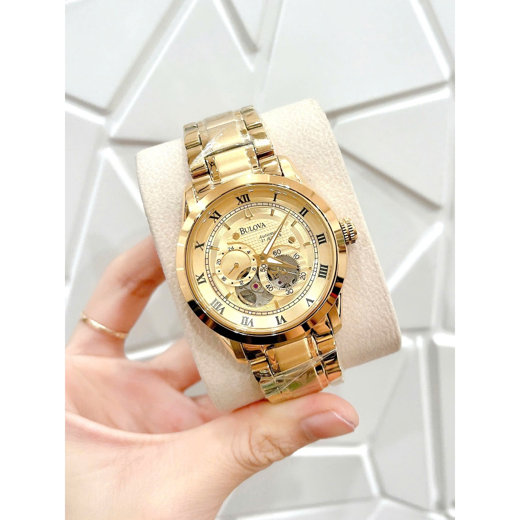 Đồng hồ nam bulova 96a118 automatic màu vàng