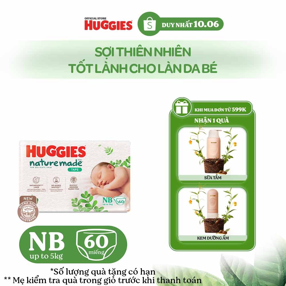 [KOL Live] Tã Dán Huggies Platinum Nature Made Size NB60