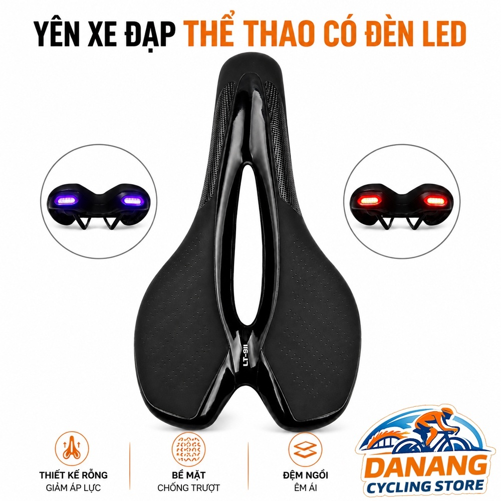 Yên Xe Đạp Thể Thao SoRider Có Đèn Sau – An Toàn Ban Đêm, Êm Ái