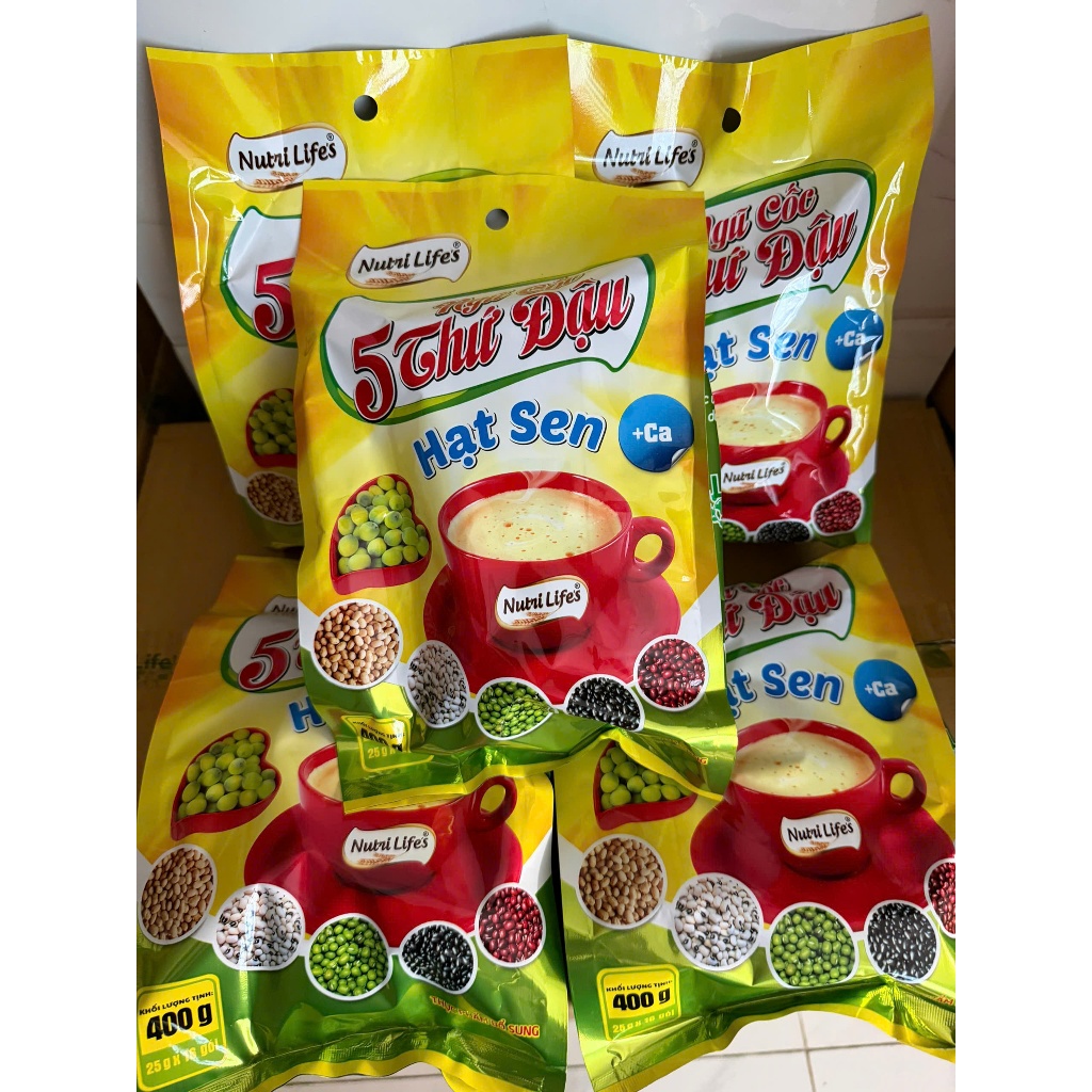 COMBO 5 BỊCH NGŨ CỐC 5 THỨ ĐẬU - HẠT SEN- NUTRI LIFES
