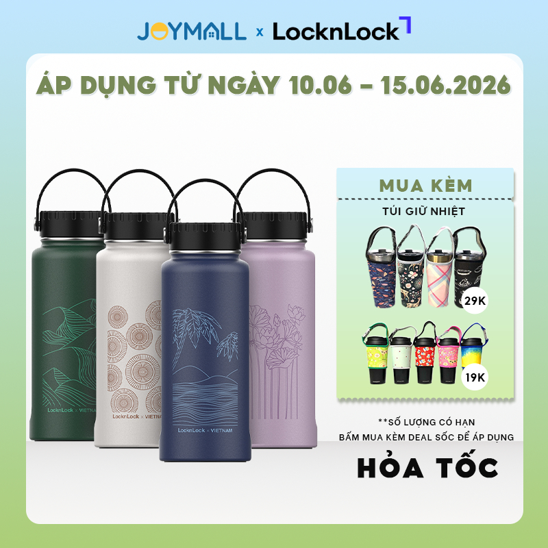 Bình giữ nhiệt LocknLock Riga 897ml LHC4160, Hàng chính hãng, phiên bản quốc tế, Việt Nam - JoyMall
