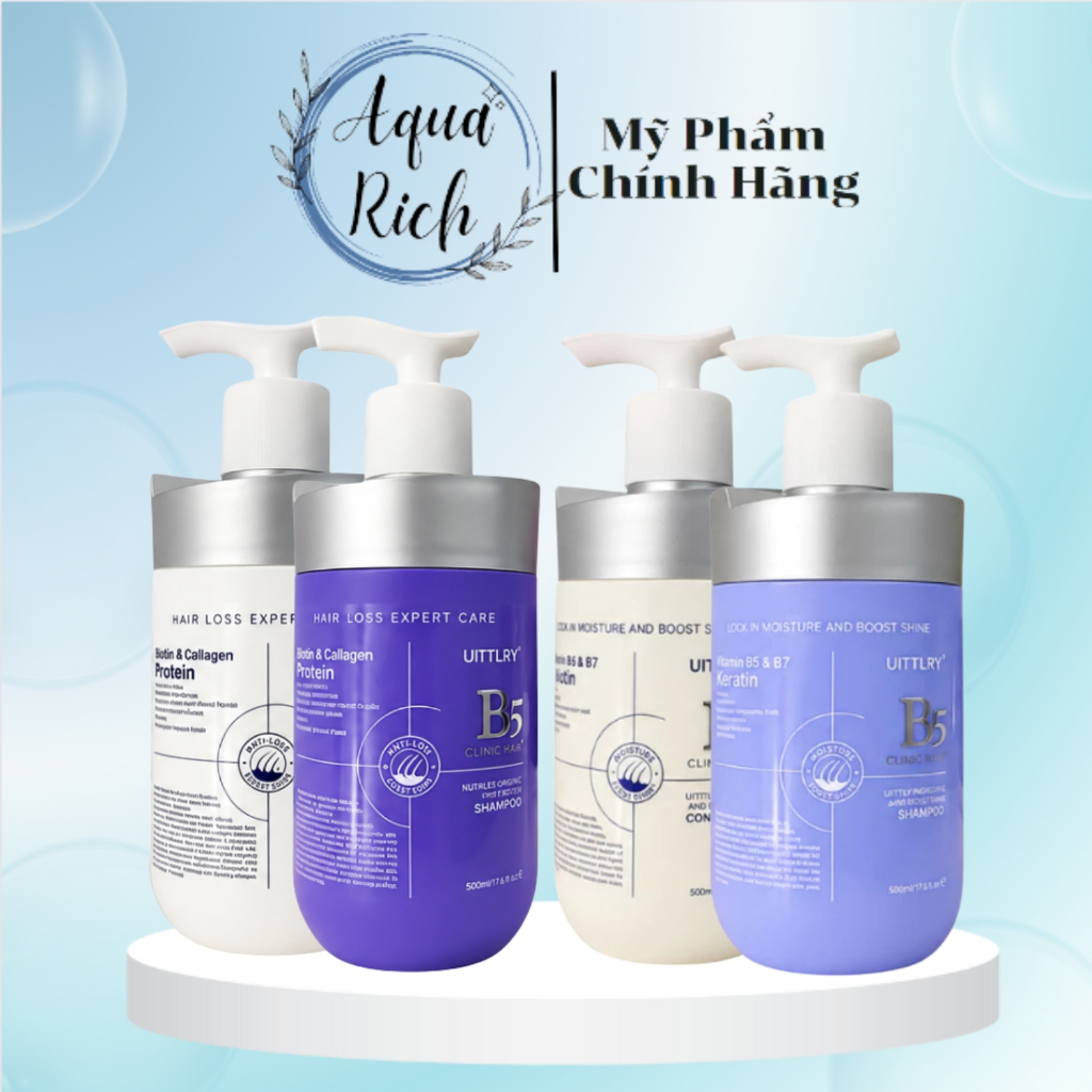 Bộ Gội Xã Giảm Rụng Tóc UITTLRY B5 Clinic Hair Duo Vitamin B5 & B7 Keratin / Biotin & Collagen