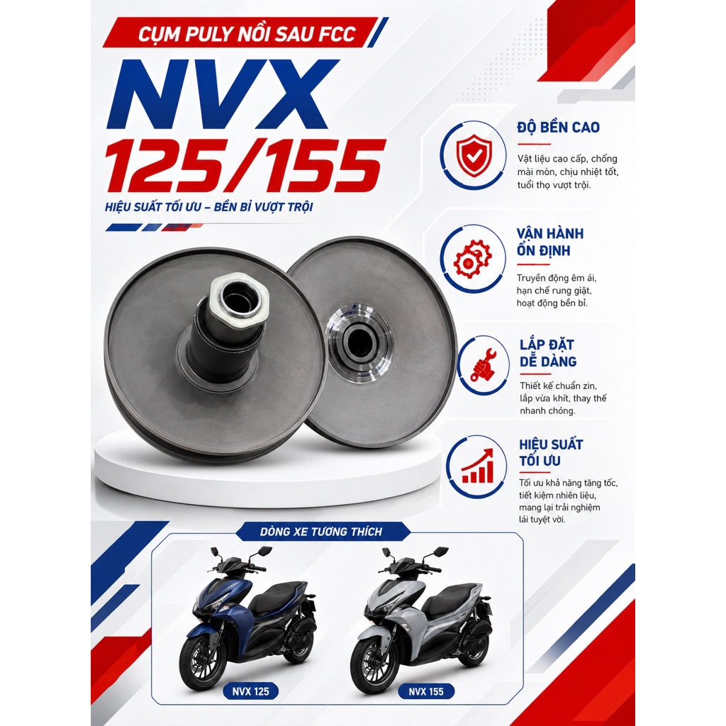 Puly nồi sau FCC dành cho Yamaha NVX 125/155cc