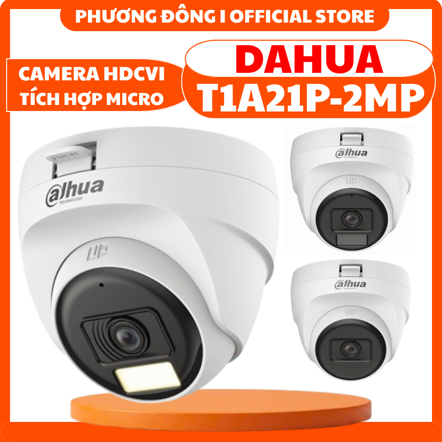 CAMERA HDCVI DAHUA DH-HAC-B1A21P-U-IL-A / DH-HAC-T1A21P-U-IL-A-VN 2MP - ÁNH SÁNG KÉP, TÍCH HỢP MIC, 