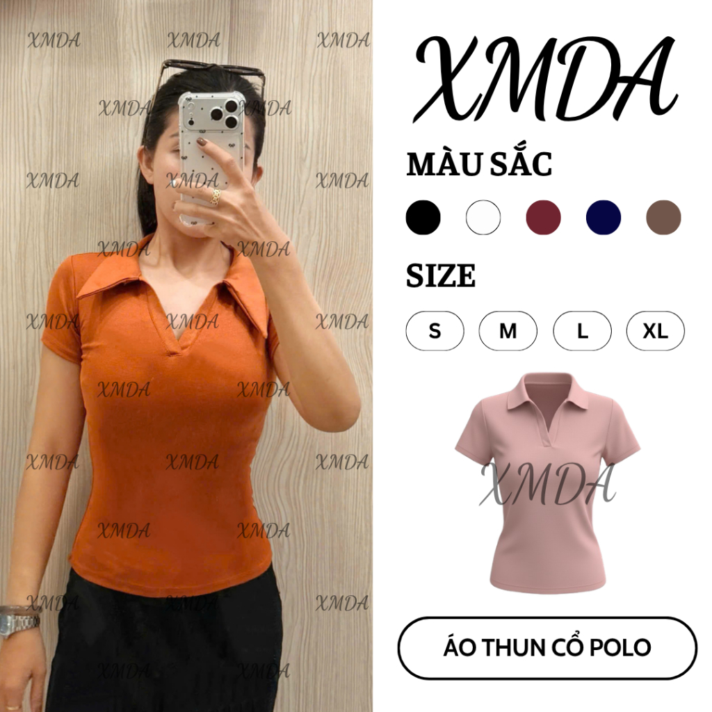 [TẶNG CỘT TÓC] D808 ÁO THUN NỮ CỔ POLO DÁNG NGẮN ÔM COTTON BOZIP