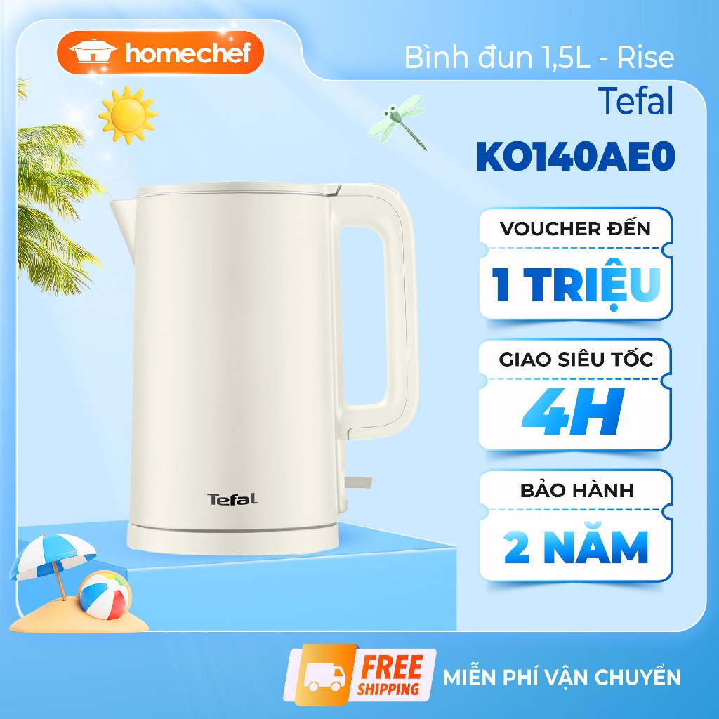 Ấm (Bình) đun siêu tốc Tefal 1.5L KO140AE0/K01408E0 - 1500W, Rise/Black